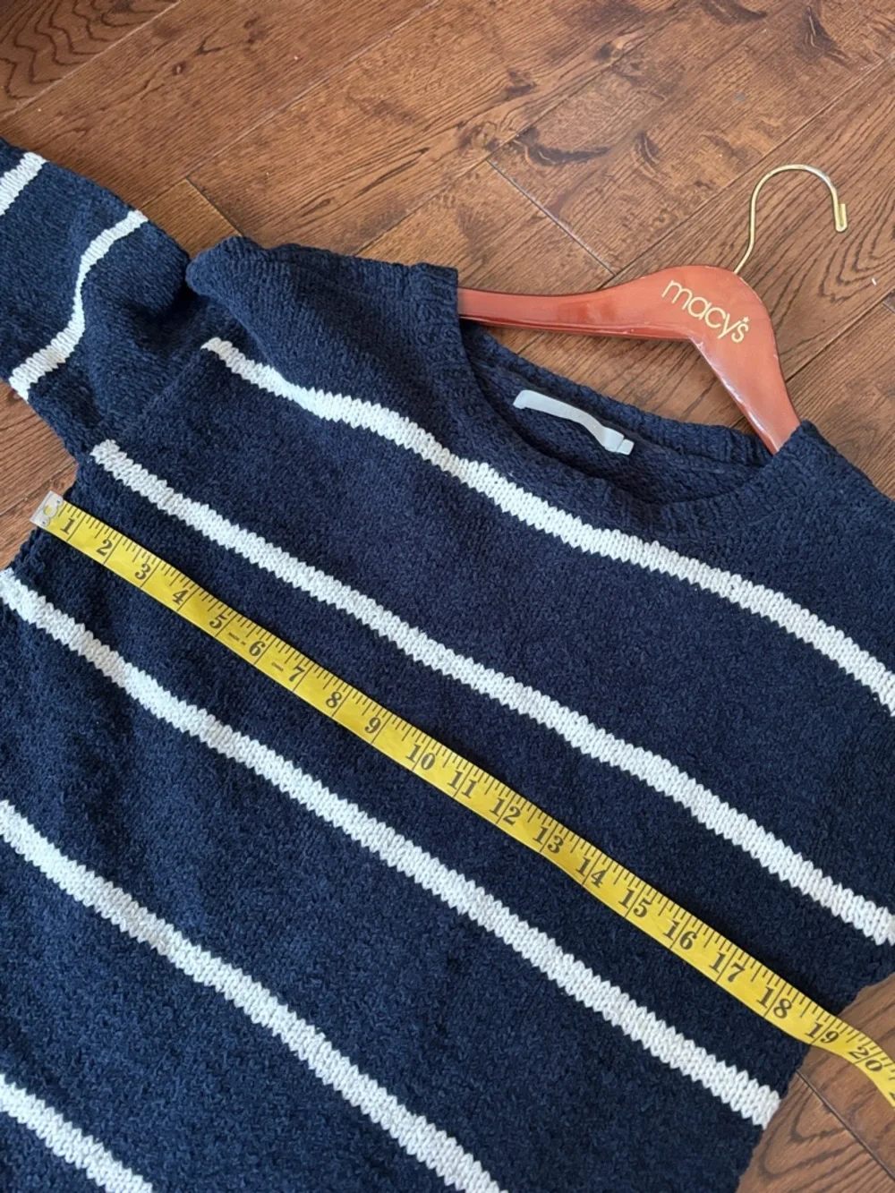 One Grey Day Navy blue white stripe cotton sweater size XS nautical casual warm